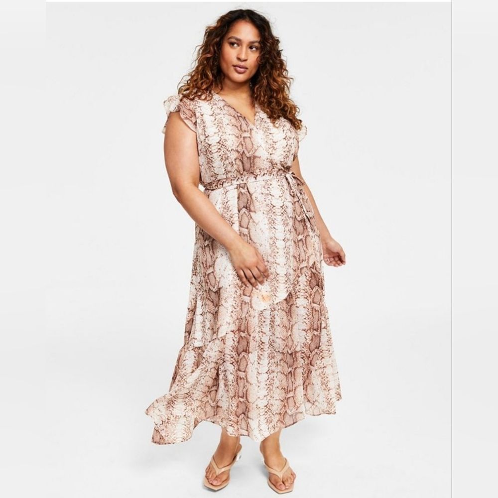 NWT   "Bar III" wrap dress size 1X, Snake Python print.